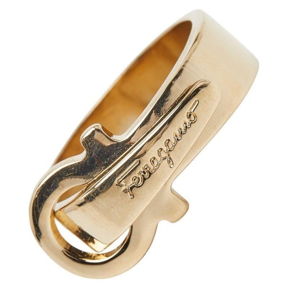 Salvatore Ferragamo Gancini Scarf Ring Gold Plated